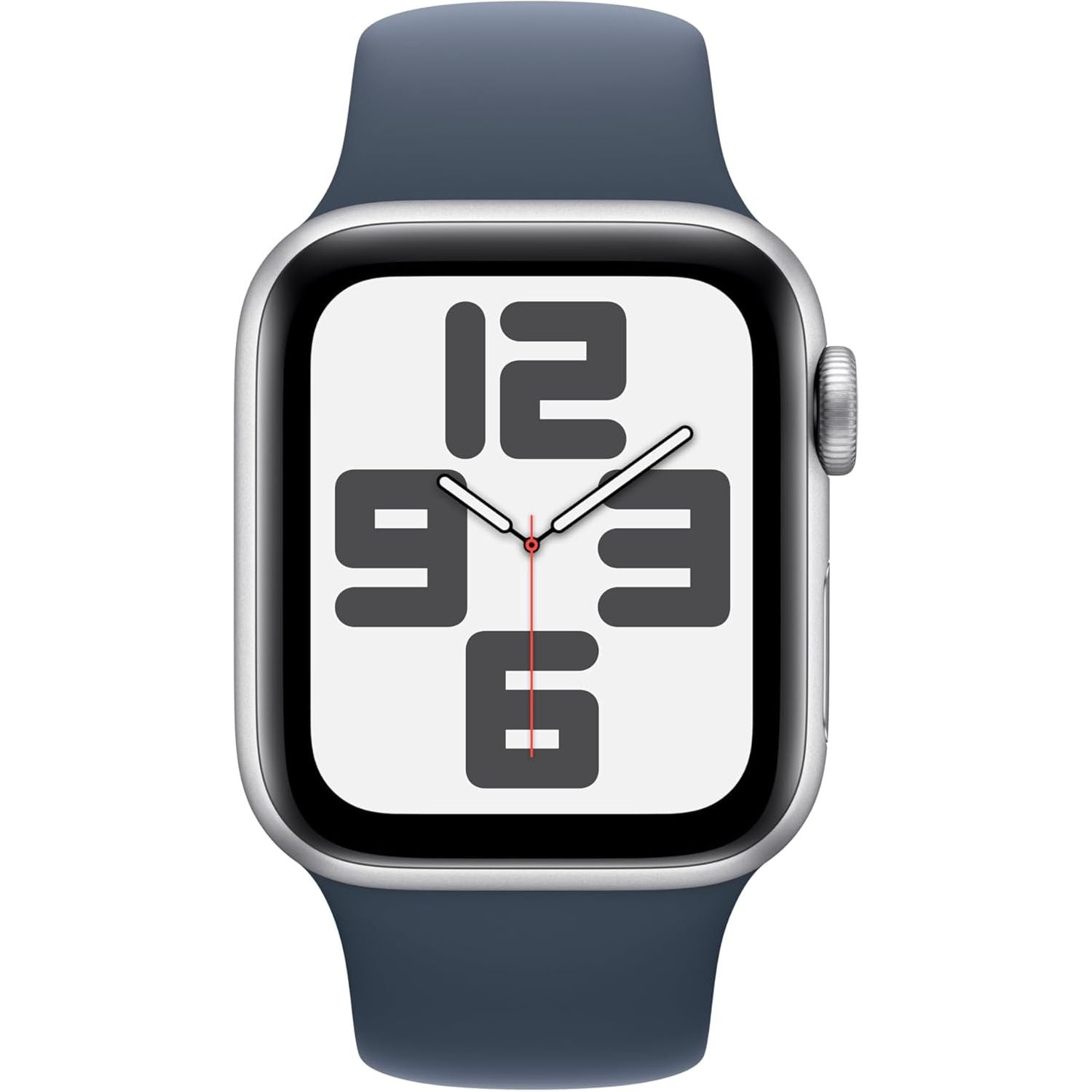 Apple Watch SE (2nd Gen) [GPS 40mm] Smartwatch with Silver Aluminium Case with Storm Blue Sport Band - M/L - New