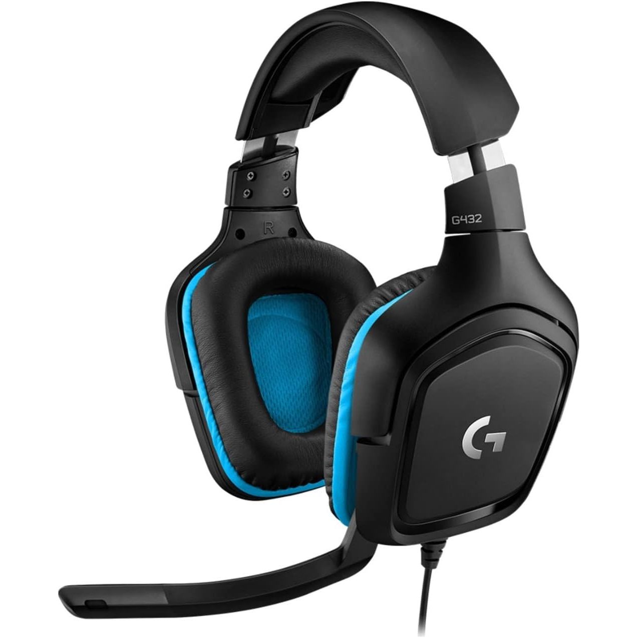 Logitech G432 Wired Gaming Headset, 7.1 Surround Sound, DTS Headphone:X 2.0, Flip-to-Mute Mic, PC (Leatherette) Black/Blue - Open Box