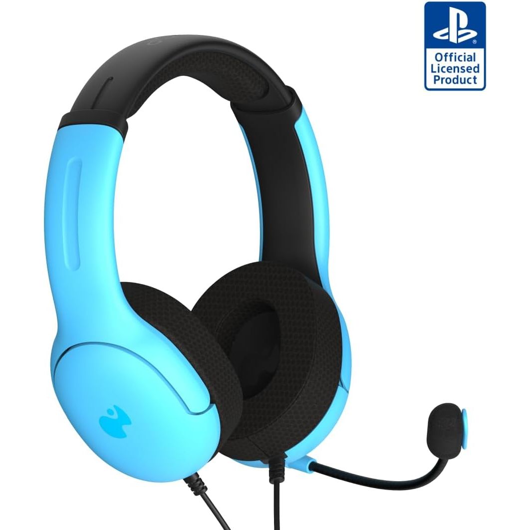 PDP AIRLITE Wired Stereo Gaming Headset, Officially Licensed by Sony PlayStation 5, PS5/PS4/PS3/PC, Lightweight Durable Headphones, 3.5mm Audio Jack, Noise-canceling Flip-to-Mute Mic, Neptune Blue - Open Box