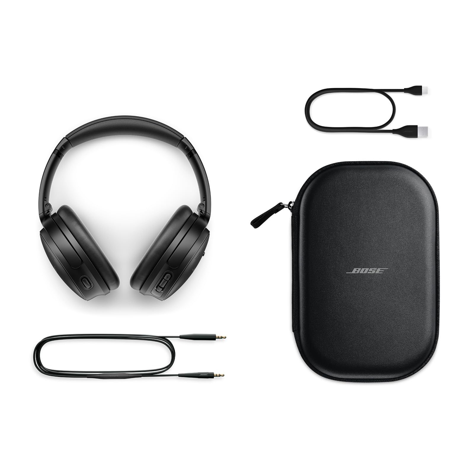 Bose QuietComfort Headphones - Wireless Bluetooth Headphones, Active Over Ear Noise Cancelling and Mic, USB-C Charging, Deep Bass, Up to 24 Hours of Playtime, Black