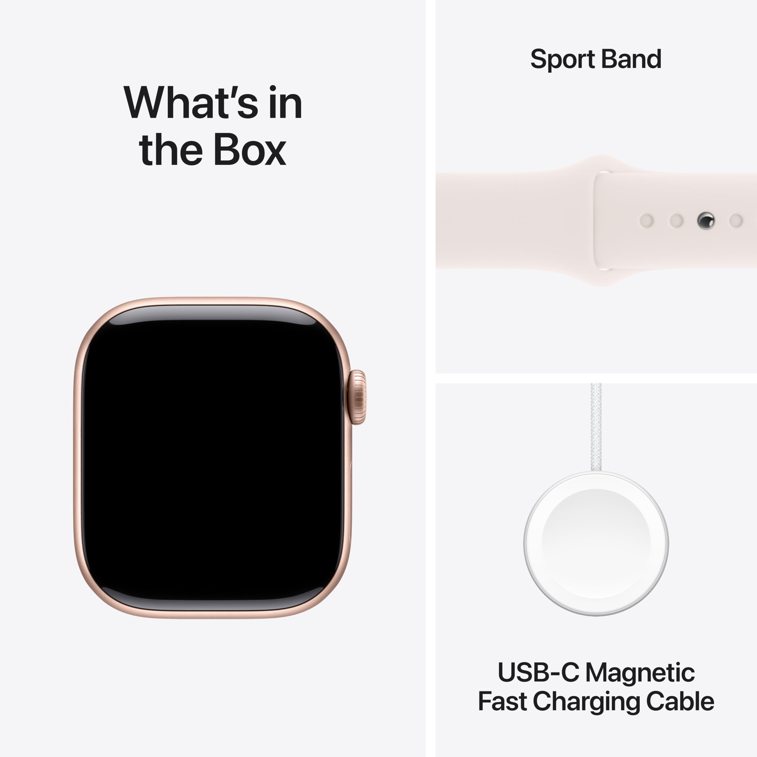 Apple Watch Series 10 [GPS 42mm] Smartwatch with Rose Gold Aluminium Case with Light Blush Sport Band. Fitness Tracker, ECG App, Always-On Retina Display, Water-Resistant - S/M