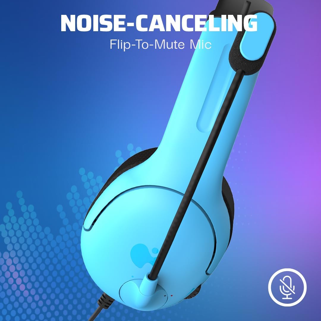 PDP AIRLITE Wired Stereo Gaming Headset, Officially Licensed by Sony PlayStation 5, PS5/PS4/PS3/PC, Lightweight Durable Headphones, 3.5mm Audio Jack, Noise-canceling Flip-to-Mute Mic, Neptune Blue - Open Box