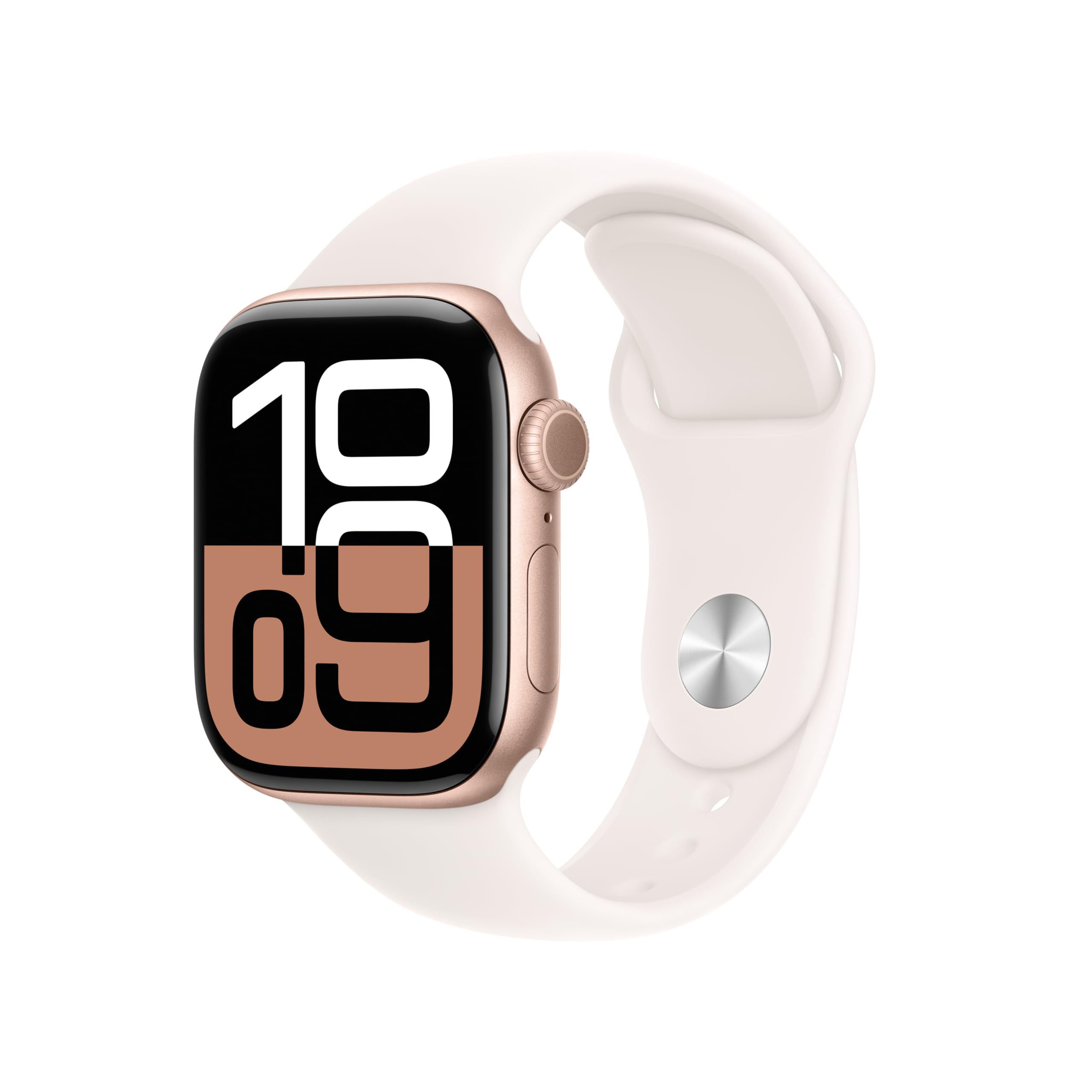 Apple Watch Series 10 [GPS 42mm] Smartwatch with Rose Gold Aluminium Case with Light Blush Sport Band. Fitness Tracker, ECG App, Always-On Retina Display, Water-Resistant - S/M