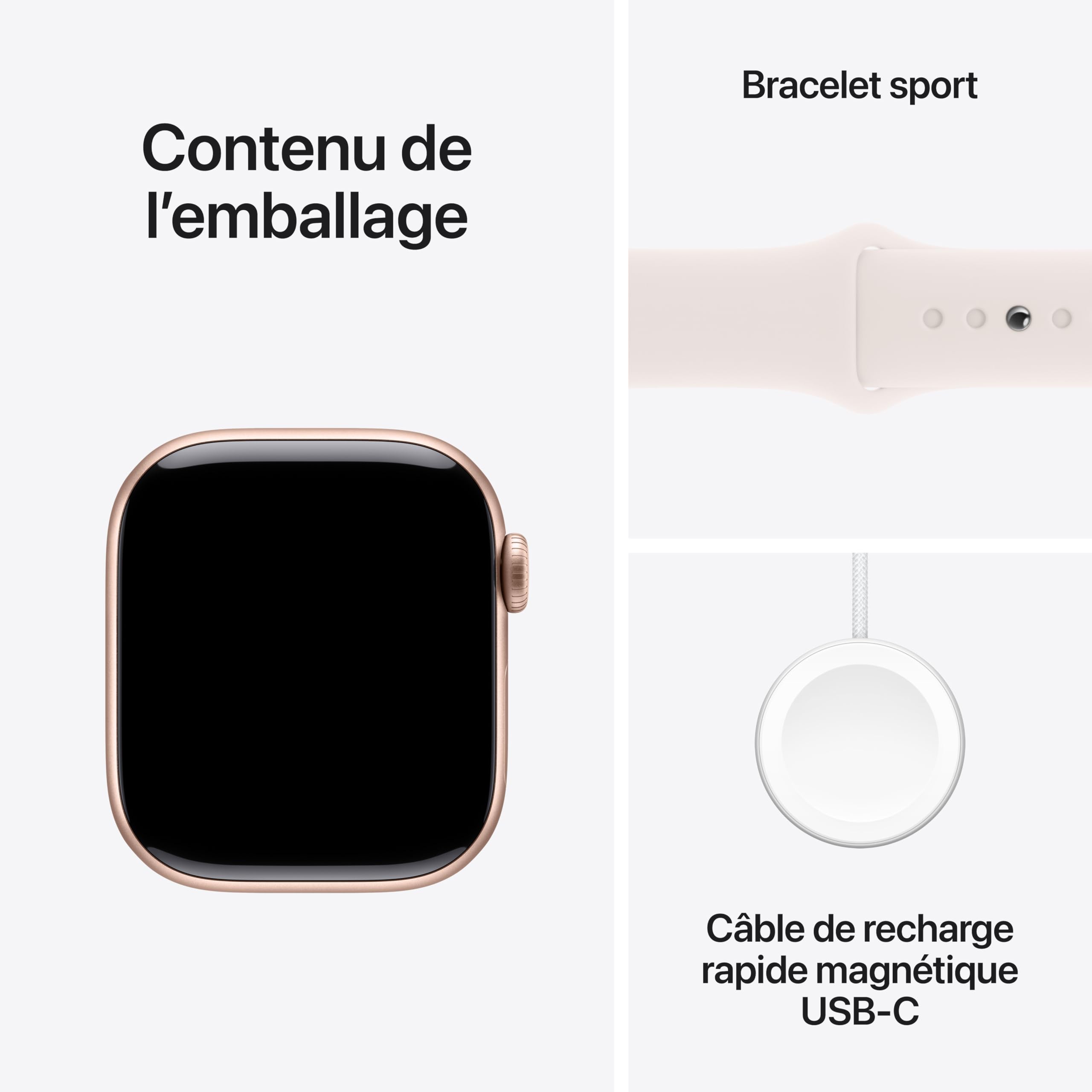 Apple Watch Series 10 [GPS 42mm] Smartwatch with Rose Gold Aluminium Case with Light Blush Sport Band. Fitness Tracker, ECG App, Always-On Retina Display, Water-Resistant - S/M