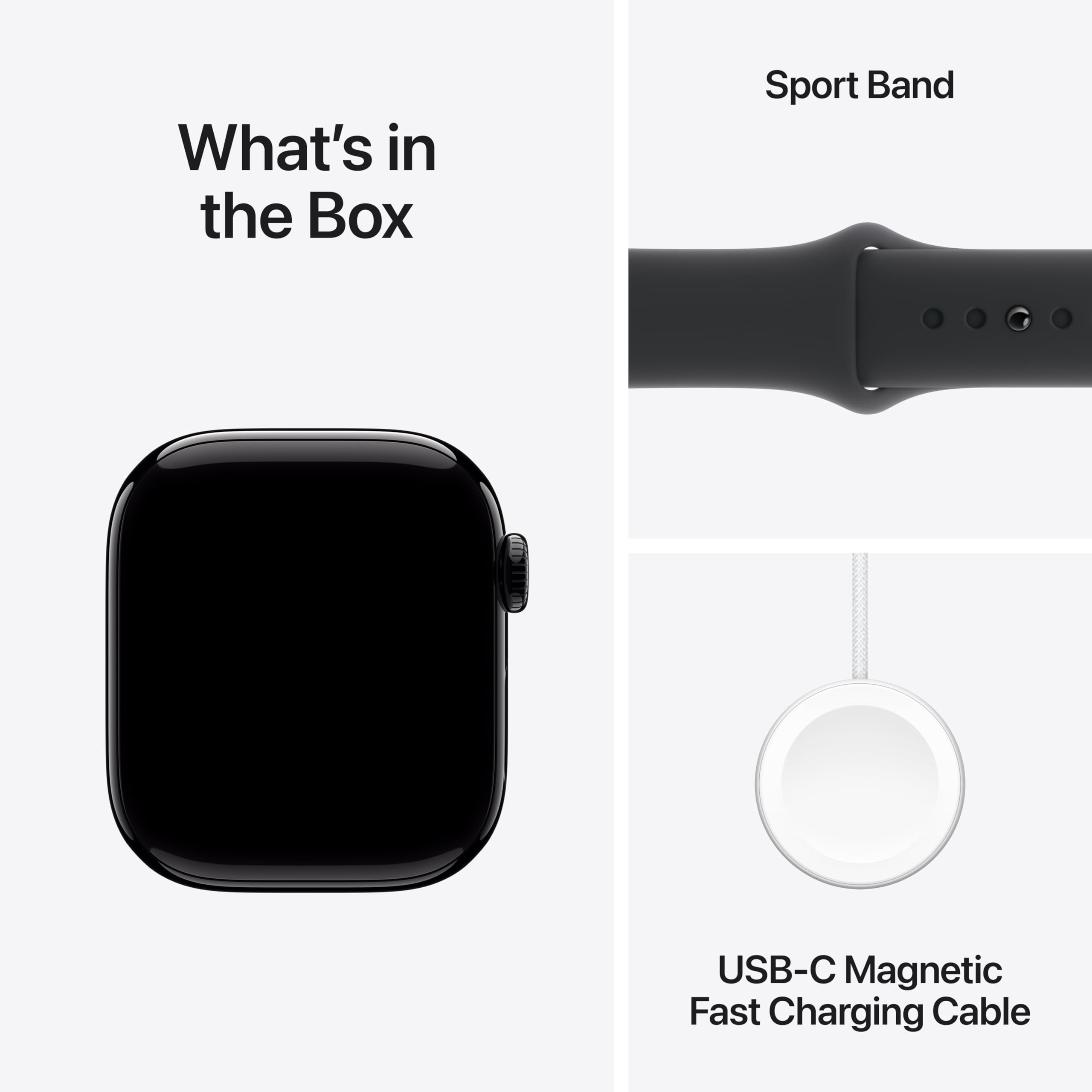 Apple Watch Series 10 [GPS 42mm] Smartwatch with Jet Black Aluminium Case with Black Sport Band. Fitness Tracker, ECG App, Always-On Retina Display, Water-Resistant - Brand New