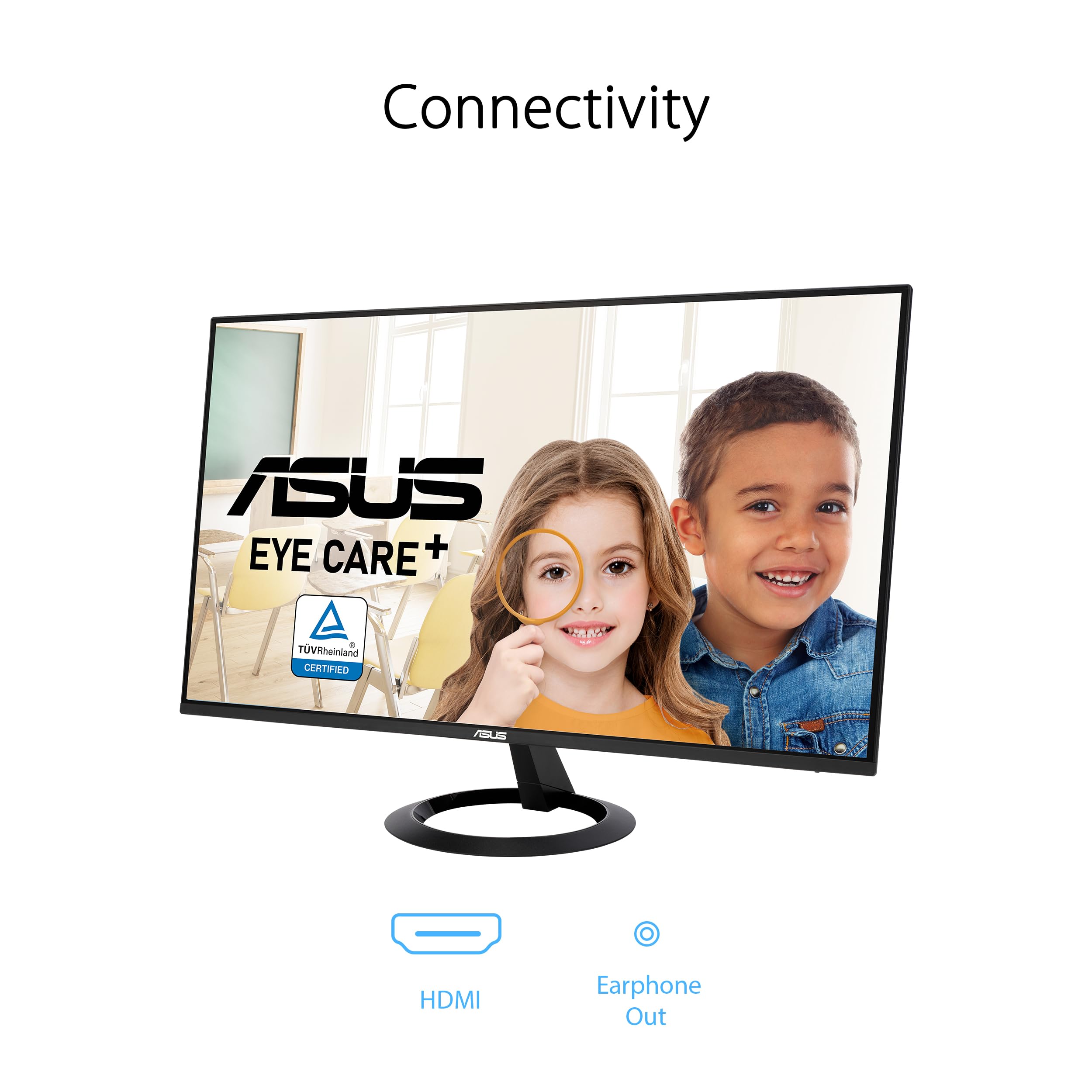 ASUS 27” (27-inch viewable) Eye Care Monitor (VZ27EHF) - Full HD (1920 x 1080), IPS, 100Hz, 1ms, Frameless, Adaptive-Sync, HDMI, Low Blue Light, Flicker Free, Ultra-Slim Profile, New