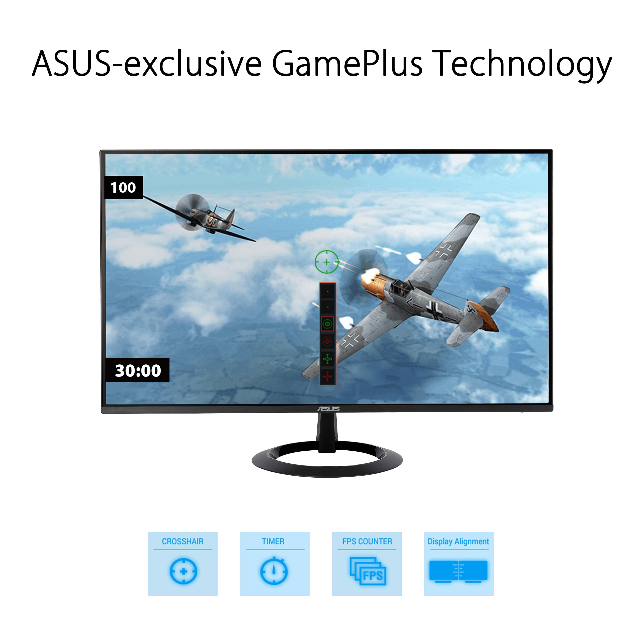 ASUS 27” (27-inch viewable) Eye Care Monitor (VZ27EHF) - Full HD (1920 x 1080), IPS, 100Hz, 1ms, Frameless, Adaptive-Sync, HDMI, Low Blue Light, Flicker Free, Ultra-Slim Profile, New