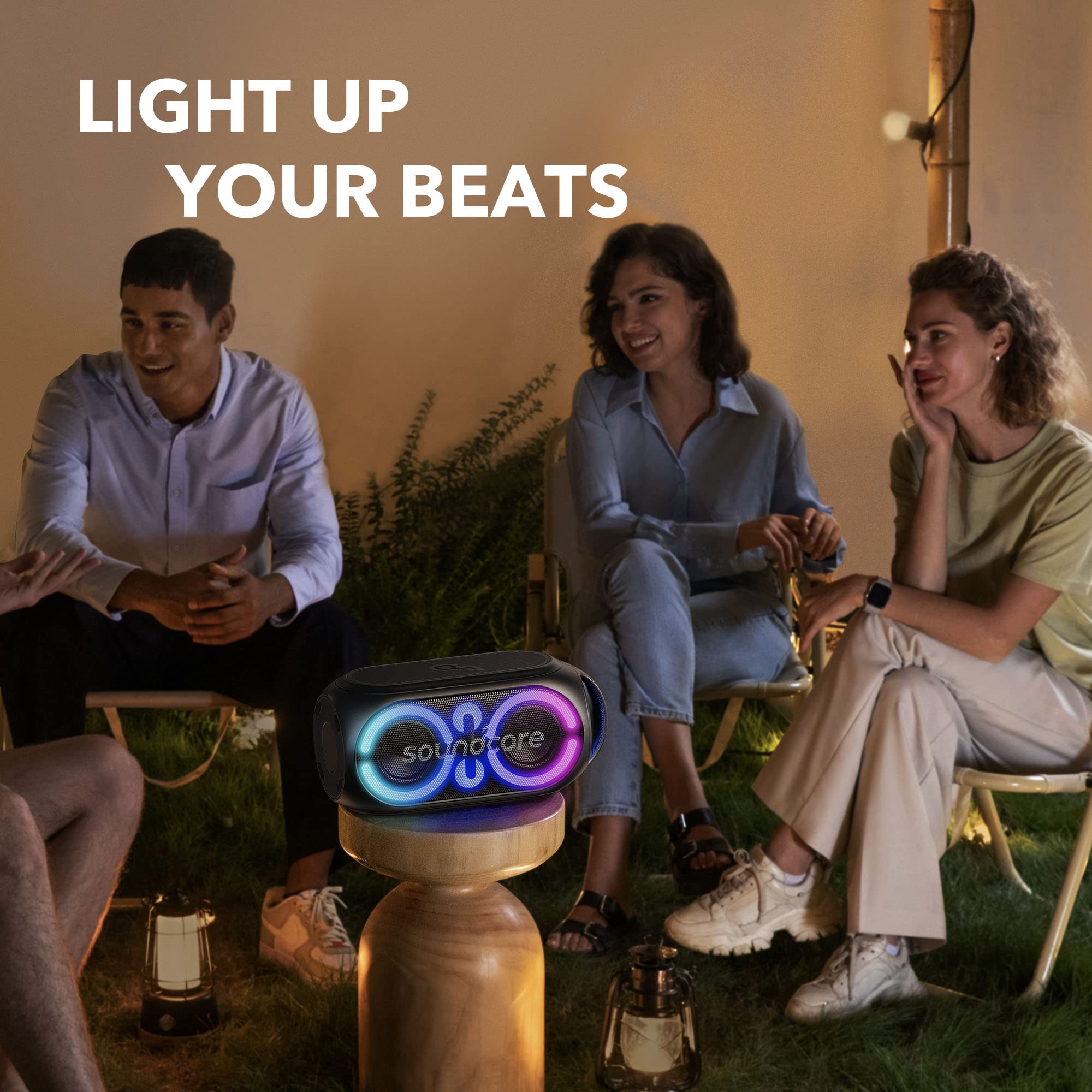 Soundcore Anker Rave Party 2 Portable Speaker, 120W Stereo Sound, PartyCast 2.0, Light Show, IPX4 Water-Resistant, 16H Playtime, Mic Input, Custom EQ & Bass Up for Party, Tailgating, Backyard, Pool - Open Box