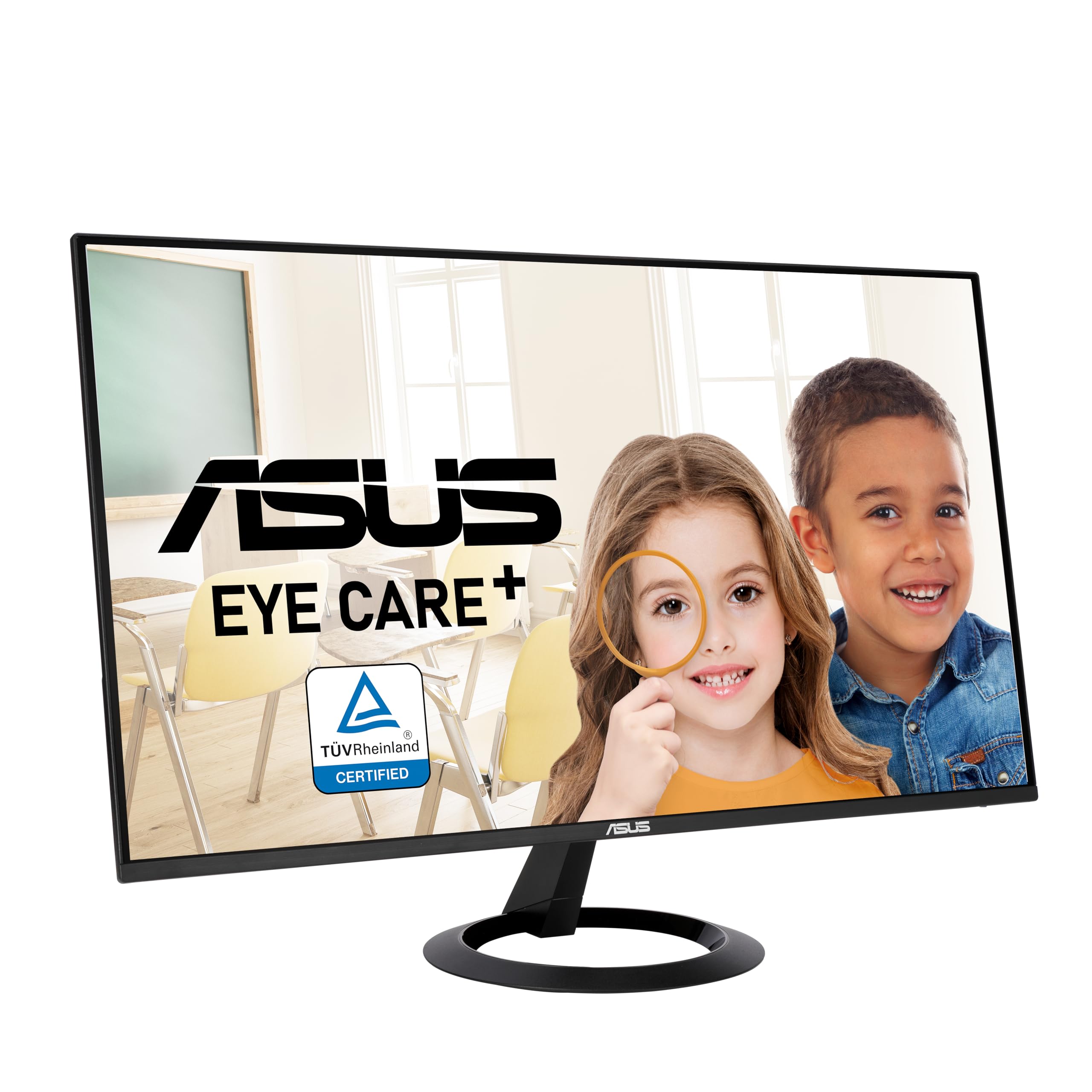 ASUS 27” (27-inch viewable) Eye Care Monitor (VZ27EHF) - Full HD (1920 x 1080), IPS, 100Hz, 1ms, Frameless, Adaptive-Sync, HDMI, Low Blue Light, Flicker Free, Ultra-Slim Profile, New