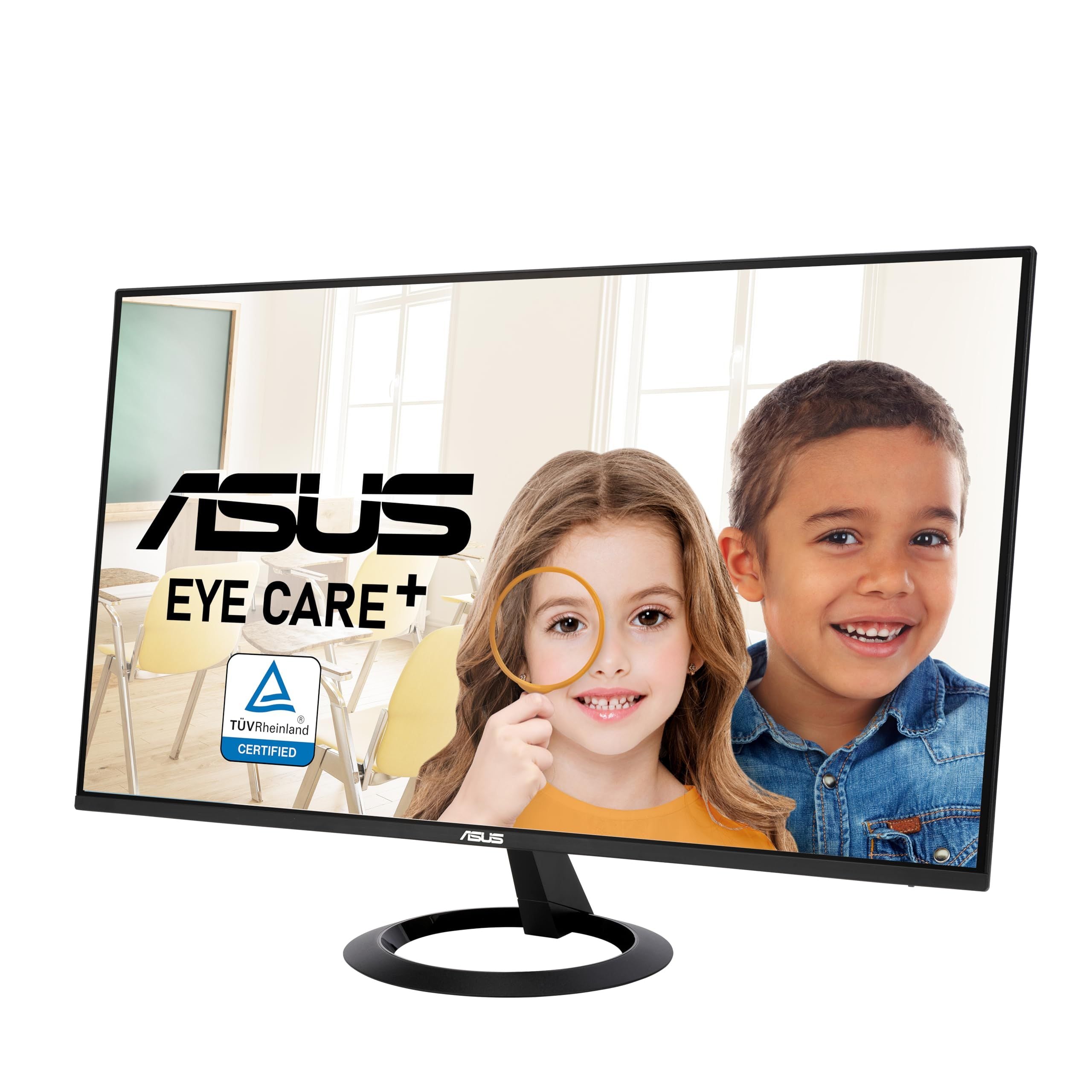ASUS 27” (27-inch viewable) Eye Care Monitor (VZ27EHF) - Full HD (1920 x 1080), IPS, 100Hz, 1ms, Frameless, Adaptive-Sync, HDMI, Low Blue Light, Flicker Free, Ultra-Slim Profile, New