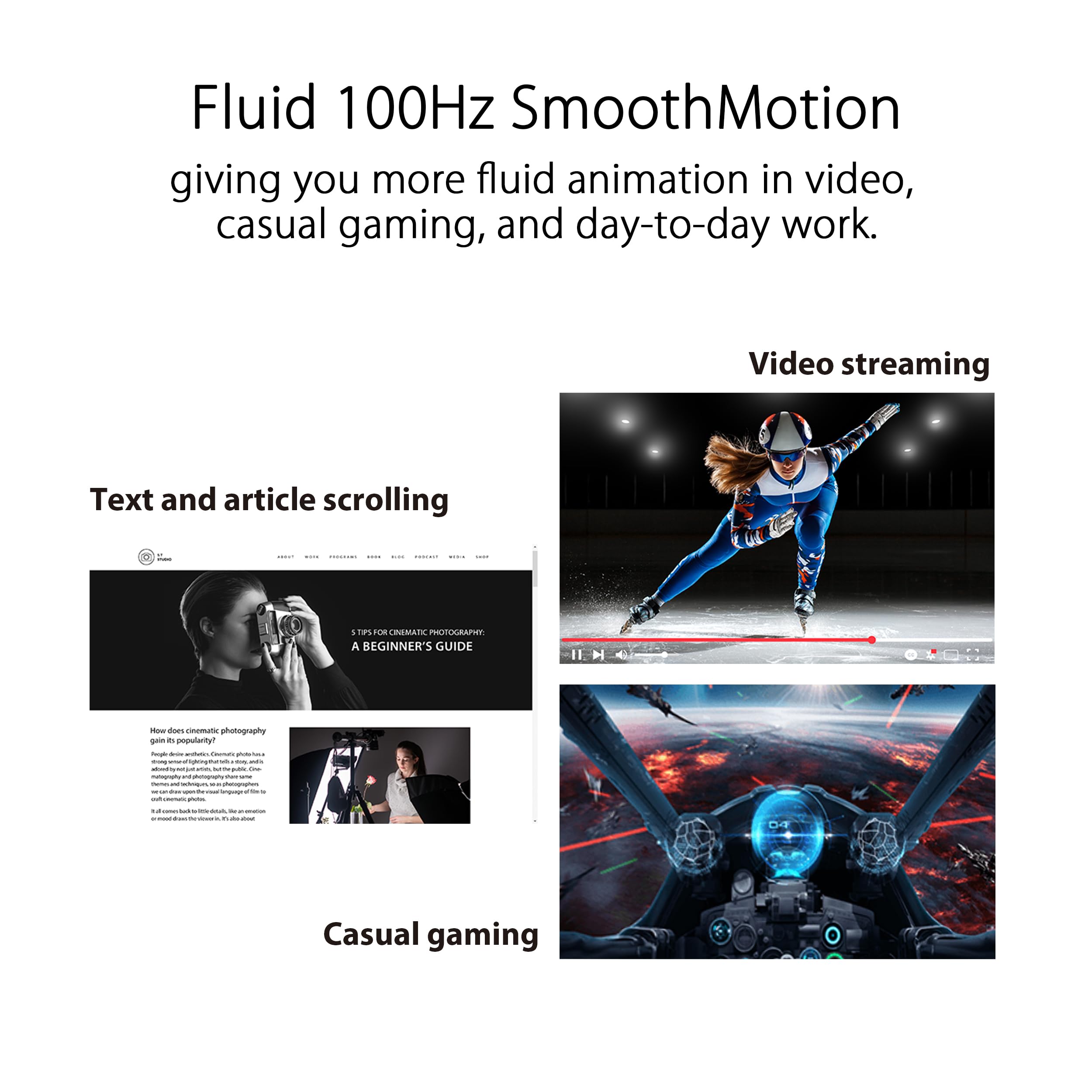 ASUS 27” (27-inch viewable) Eye Care Monitor (VZ27EHF) - Full HD (1920 x 1080), IPS, 100Hz, 1ms, Frameless, Adaptive-Sync, HDMI, Low Blue Light, Flicker Free, Ultra-Slim Profile, New