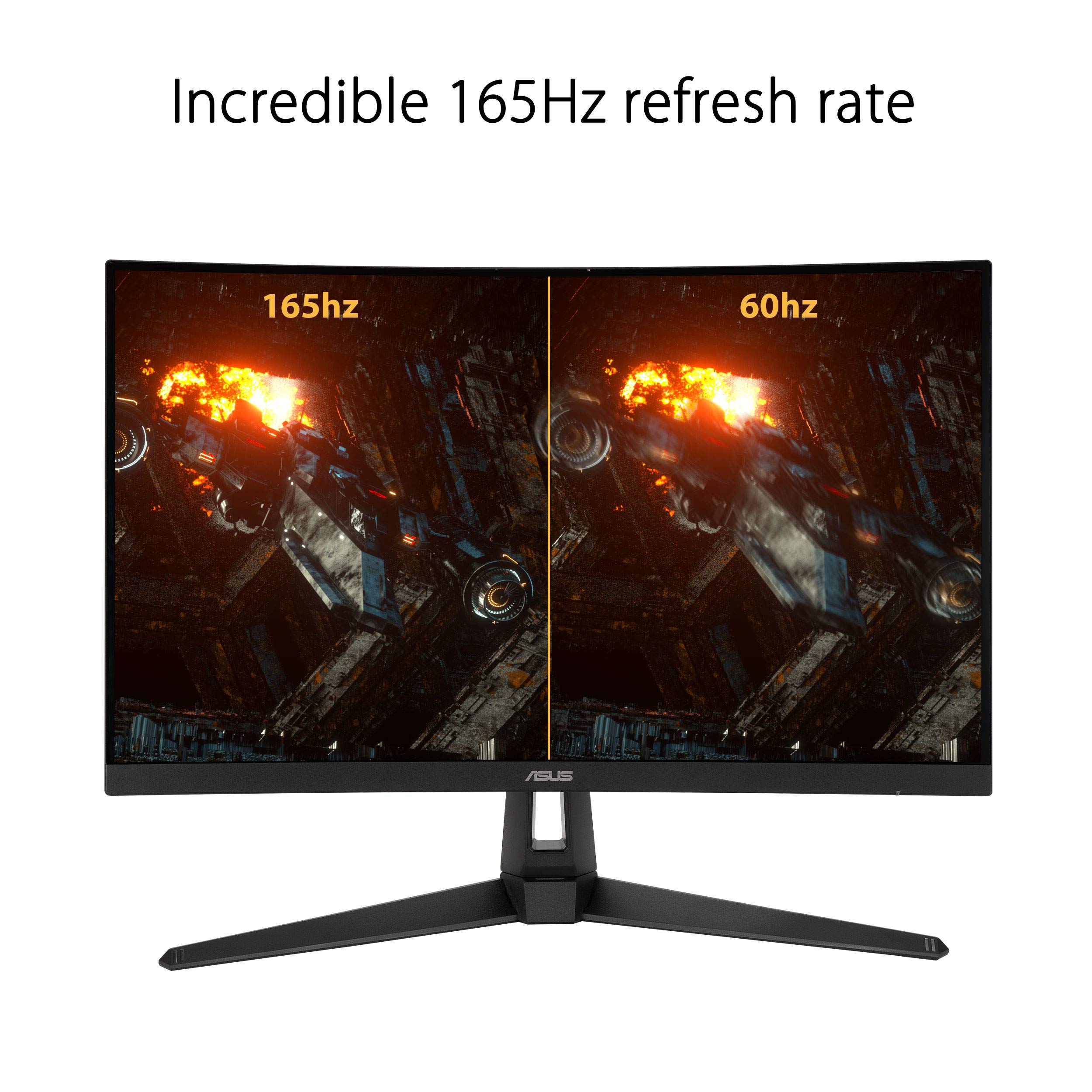 ASUS TUF Gaming 27" 1440P HDR Curved Monitor (VG27WQ1B) - QHD (2560 x 1440), 165Hz (Supports 144Hz), 1ms, Extreme Low Motion Blur, Speaker, FreeSync Premium, VESA Mountable, DisplayPort, HDMI, Black