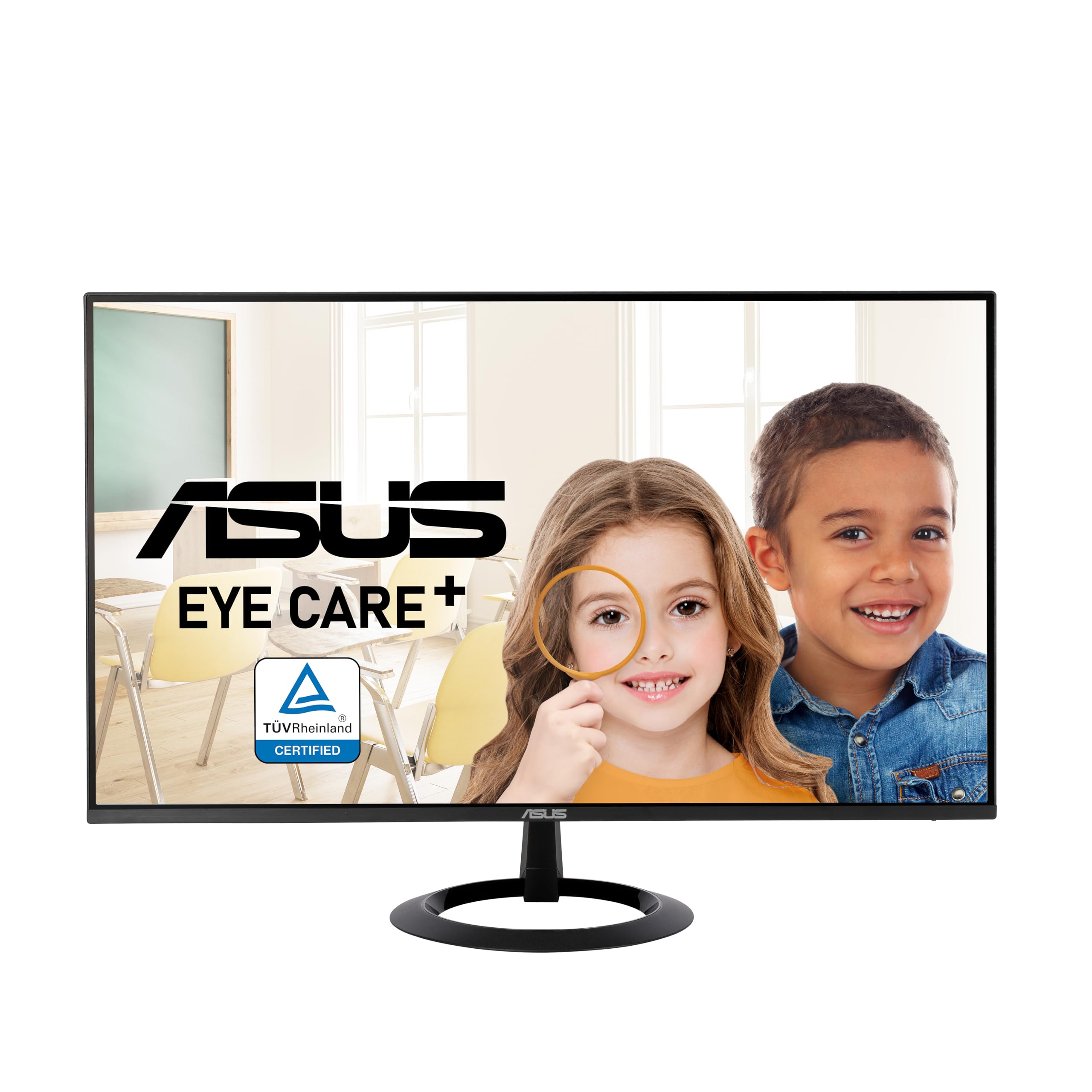 ASUS 27” (27-inch viewable) Eye Care Monitor (VZ27EHF) - Full HD (1920 x 1080), IPS, 100Hz, 1ms, Frameless, Adaptive-Sync, HDMI, Low Blue Light, Flicker Free, Ultra-Slim Profile, New