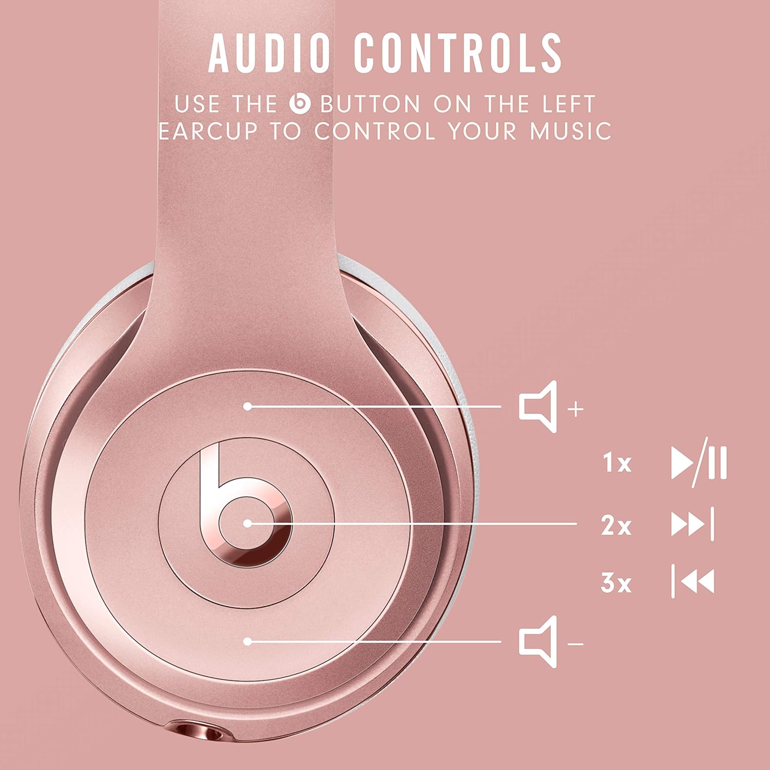 Beats Solo3 Wireless On-Ear Headphones - Apple W1 Headphone Chip, Class 1 Bluetooth, 40 Hours of Listening Time, Built-in Microphone - Rose Gold - Brand New